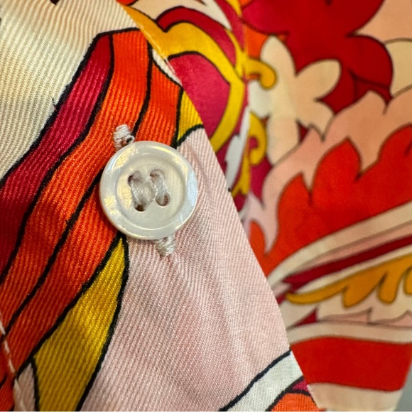 ZARA 70’s Retro Vibrant Crop Blouse Bell Sleeve Collared Button Down Tie Front - Picture 8 of 13